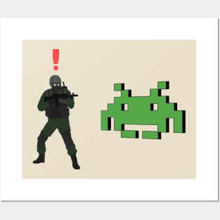 Metal Gear Solid Enemy Soldier Alert Space Invaders Posters and Art